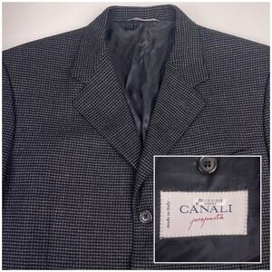 Canali Proposta Blazer Sport Coat (US 40L) 3 Btn Ventless Woven Tweed Dark Gray